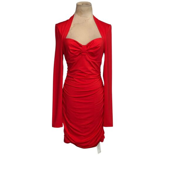 Uryiao red long sleeves bodycon mini dress size medium - Picture 11 of 16